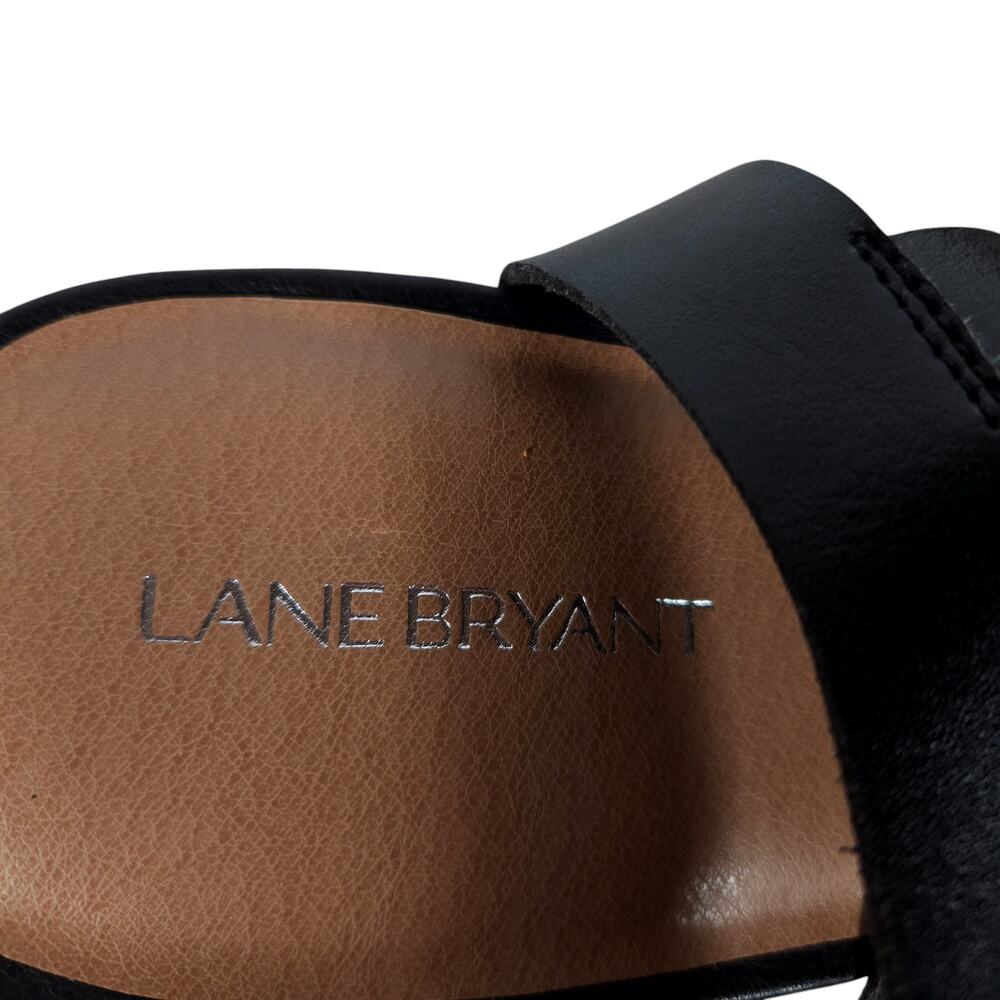 Lane Bryant Platform Sandals 10 Black Vegan Leather Cork Block Heel Strappy - Picture 7 of 10